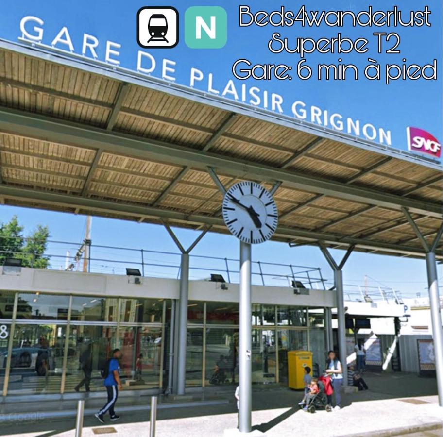 Detente & Jardin By Beds4Wanderlust - Charmant T2 Avec Jardin - Gare Plaisir-Grignon, Versailles 20Km Eksteriør bilde